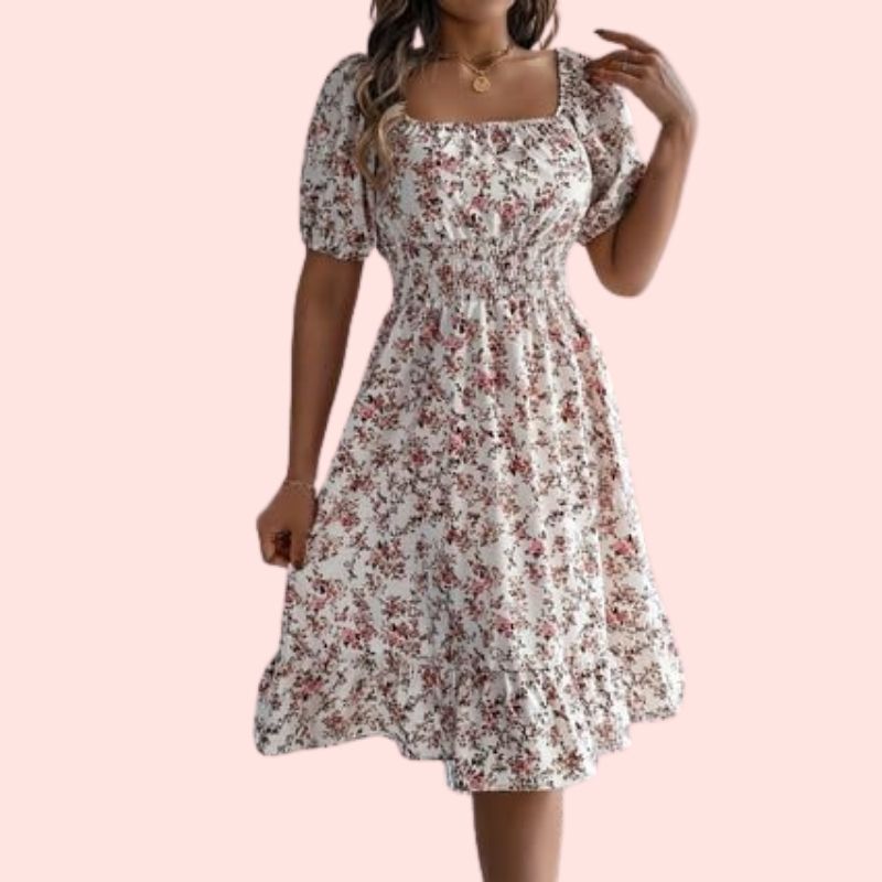Finni – Verspieltes Sommerkleid mit floralem Print und Smok-Taille